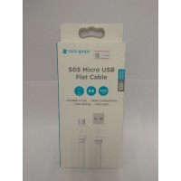 Сетевое зарядное устройство, плоский кабель для зарядки телефона micro USB 2,1А / 1m (Rock) Шнур для телефона